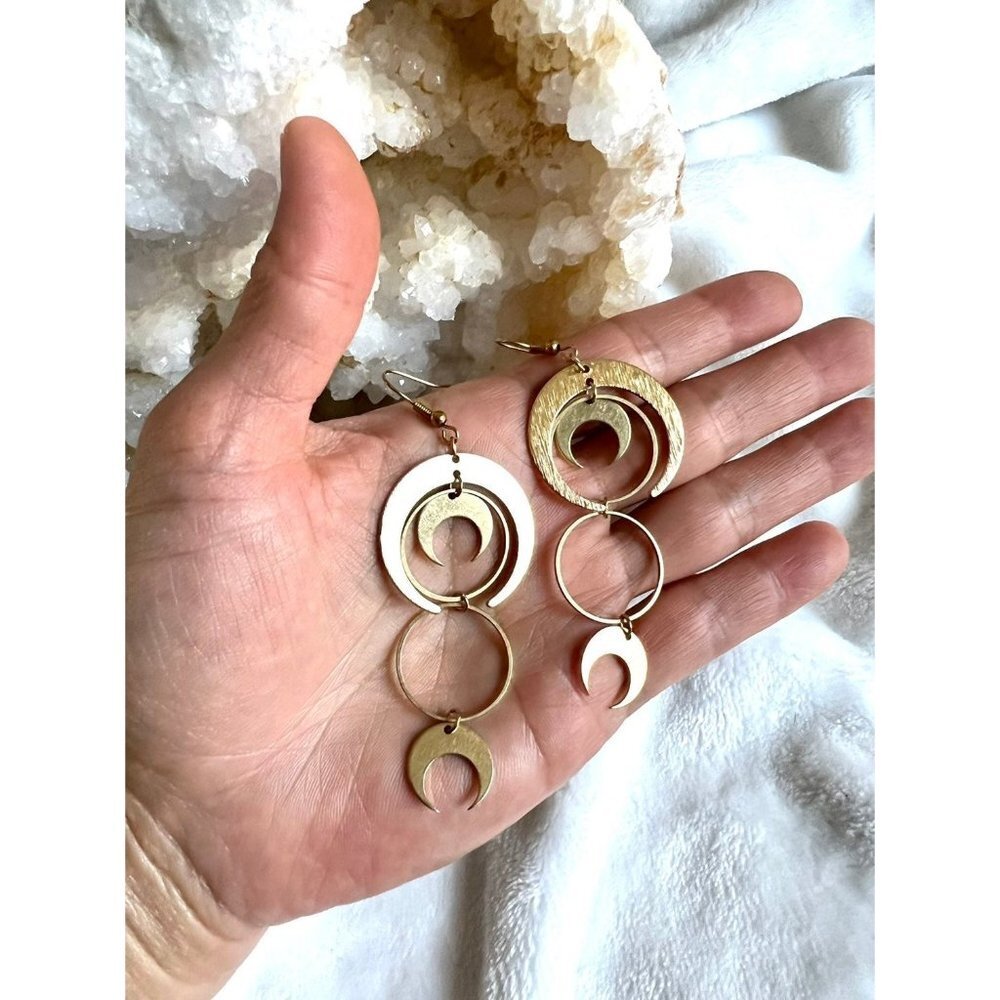 Gold Moon Phase Dangling Earrings